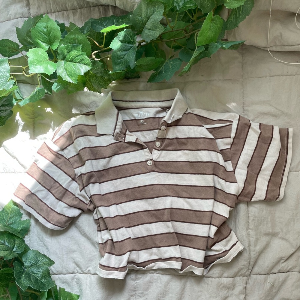 Hollister striped polo tee